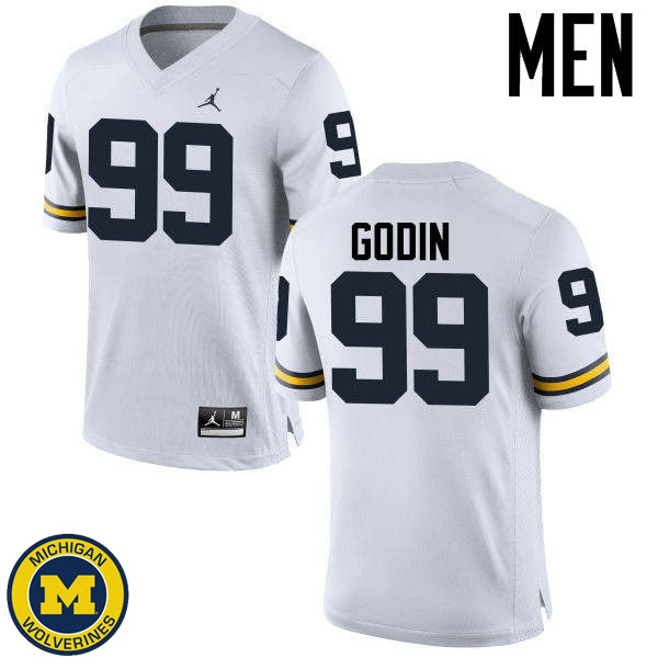 Men's Michigan Wolverines #99 Matthew Godin White Player Jersey